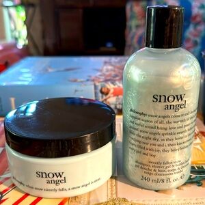 Bundle of PHILOSOPHY SNOW ANGEL GLAZED BODY SOUFFLÉ+SHAMPOO/SHOWER GEL 8 Oz/Each